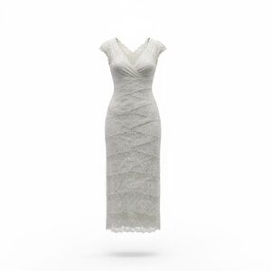 Cindy USA Elegant Off White Lace Sheath Dress with sequins and Stretch! 2XL